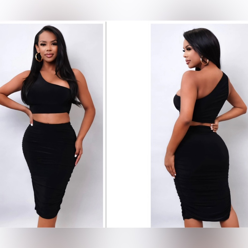 black sexy 2 piece skirt set